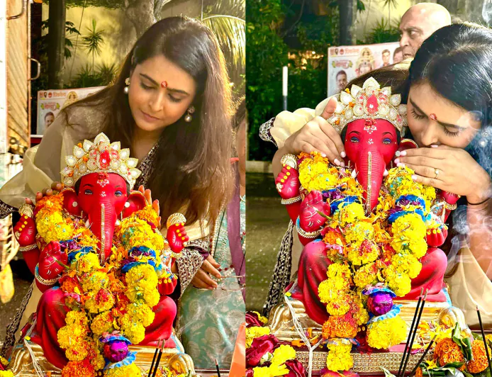 Before Visarjan, Madhurima Tuli Leaned In to Whisper Her Special Wish in Bappa’s Ears